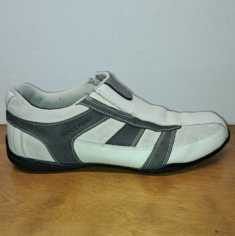 Rockport men's shoe white grey suede size 10.5